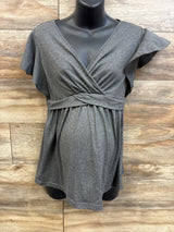 Ekouaer Maternity V-Neck Nursing Shirt Grey sz Medium