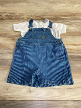 Mario Lopez 2pc Shirt & Striped Shortalls Gray sz 24m