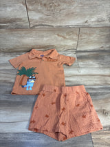 Bluey 2pc Polo Shirt & Gauze Shorts Set Orange sz 4T