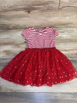 Btween Striped Textured Love Tulle Dress Red sz 4T