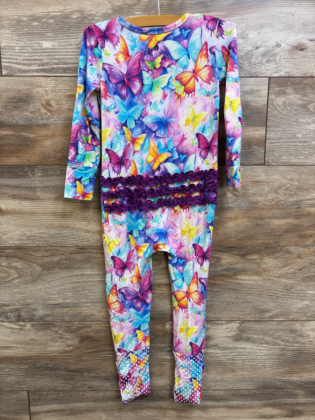 Little Snugglers Bamboo Butterfly Convertible Footie Blue sz 3T