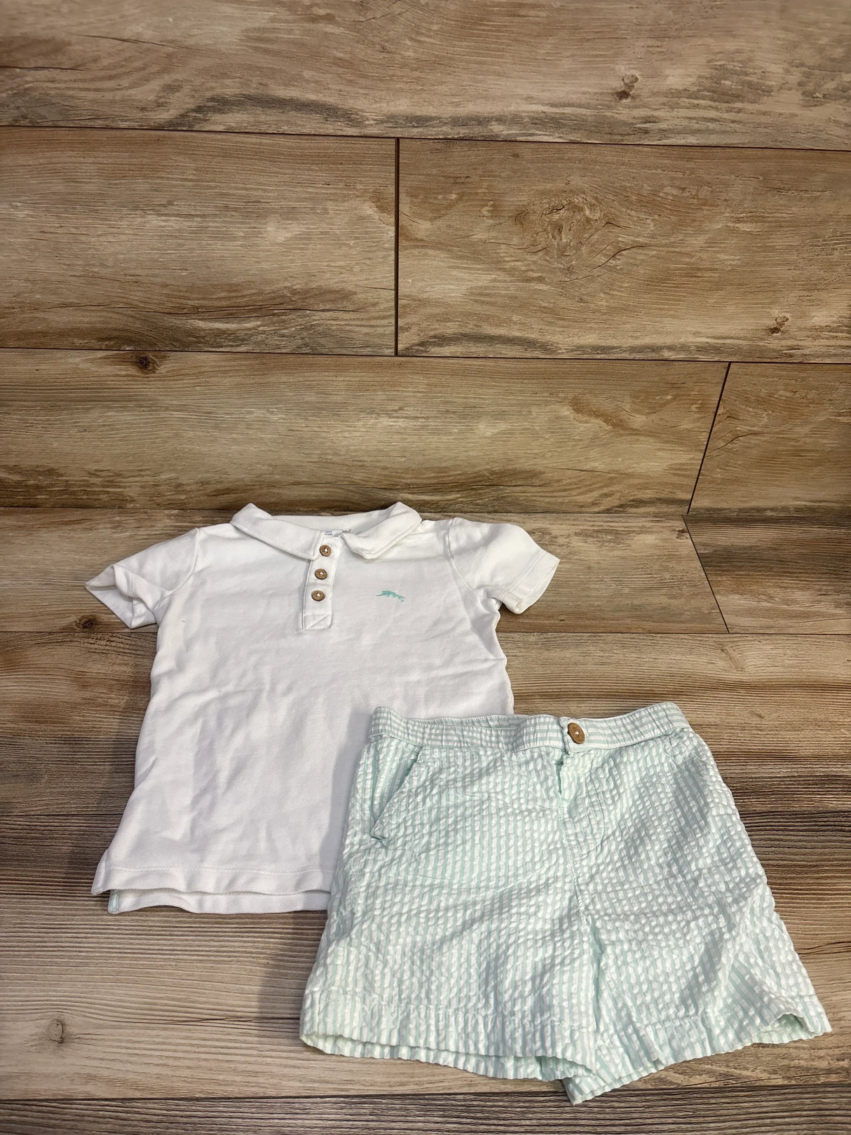 Tommy Bahama 2pc Polo Shirt & Seersucker Shorts White sz 5T