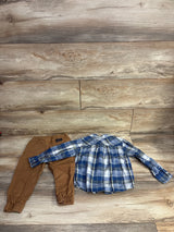 Ben Sherman 2pc Plaid Button Up Shirt & Pants Set Blue sz 24m