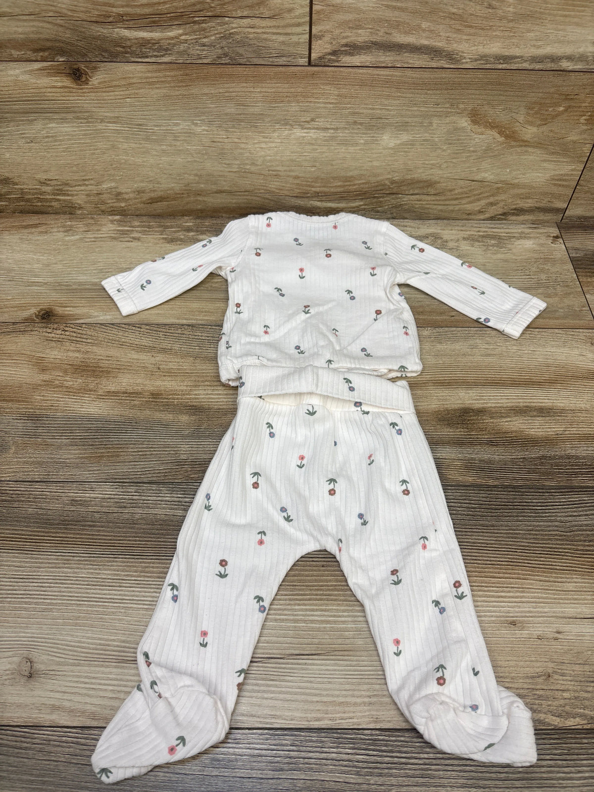 Just One You 2pc Kimono Shirt & Footed Pants Set White sz 3m