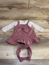 Daisy Fuentes 3pc Smocked Bodysuit, Skirtall, & Headband Set White sz 18m