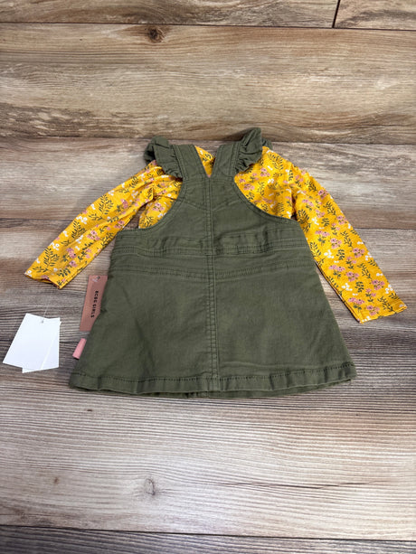 NEW BCBG Girls 2pc Floral Jumper Dress Set Yellow/Green sz 12m - Me n Mommy To Be