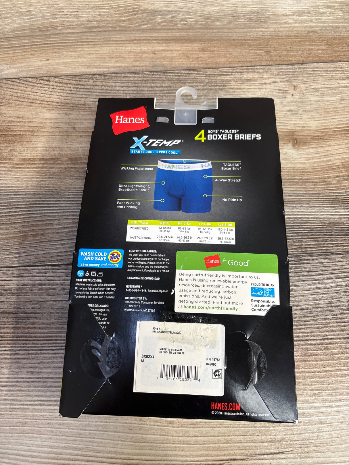 NEW Hanes Boys' Tagless Boxer Briefs 4pk sz M (10-12)