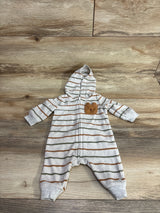 Just One You Striped Bear Hooded Coverall Grey sz Newborn