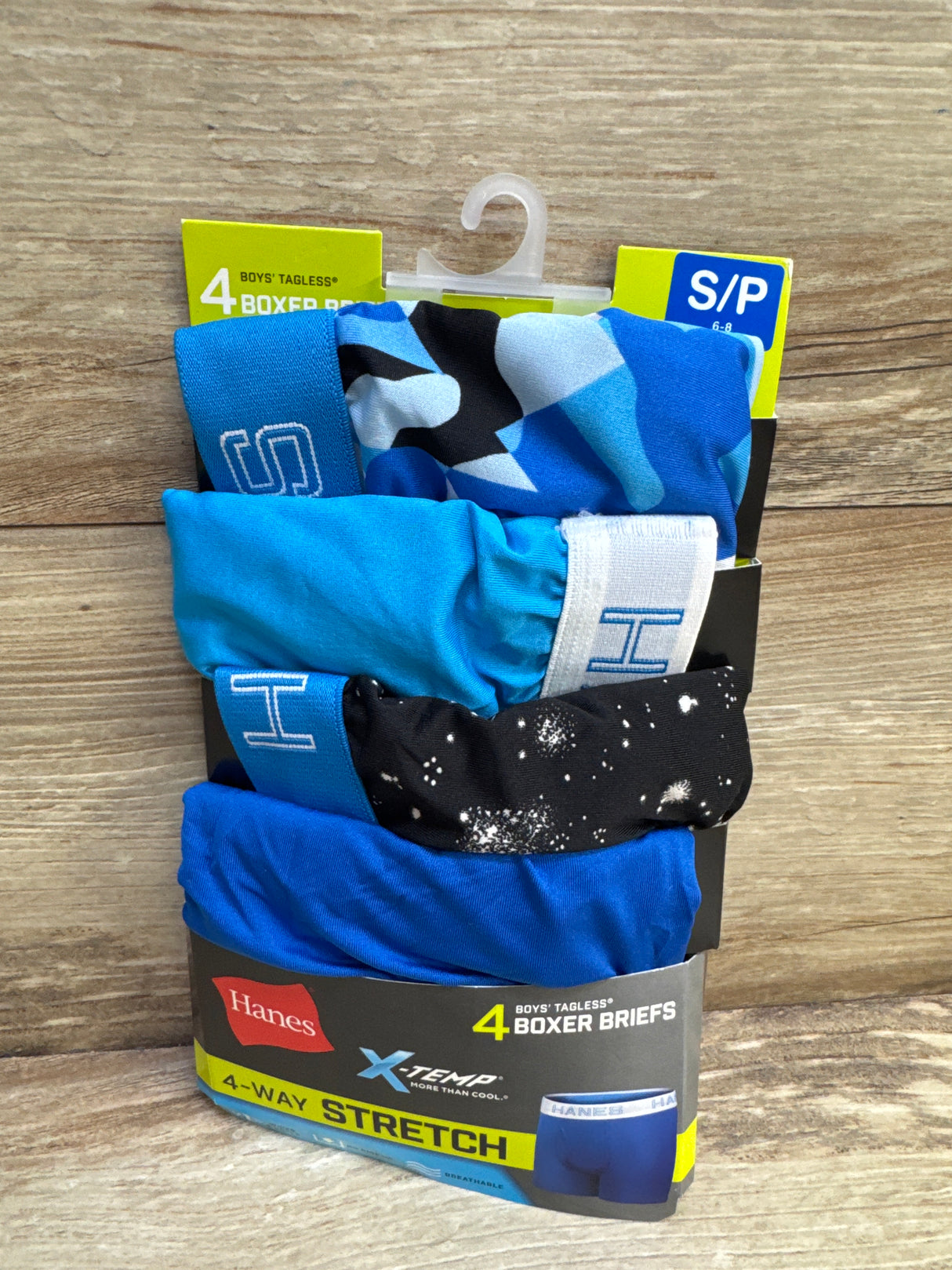 NEW Hanes X-Temp Boys' Tagless Boxer Briefs 4pk sz S/6-8
