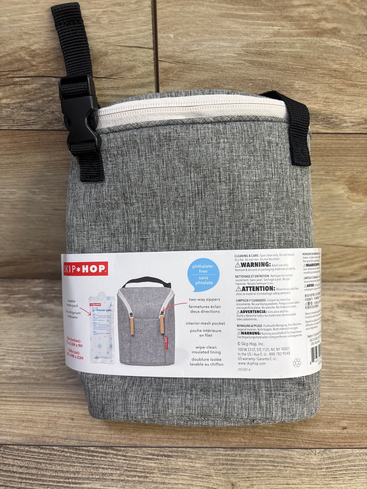 NEW Skip Hop Grab & Go Double Bottle Bag Grey