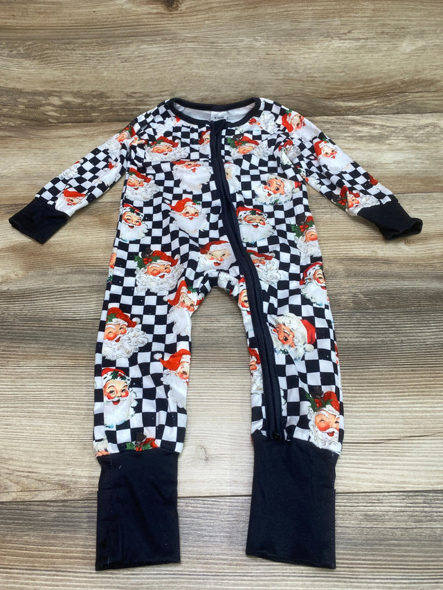 Santa Checkered Sleeper White sz 9-12m - Me n Mommy To Be