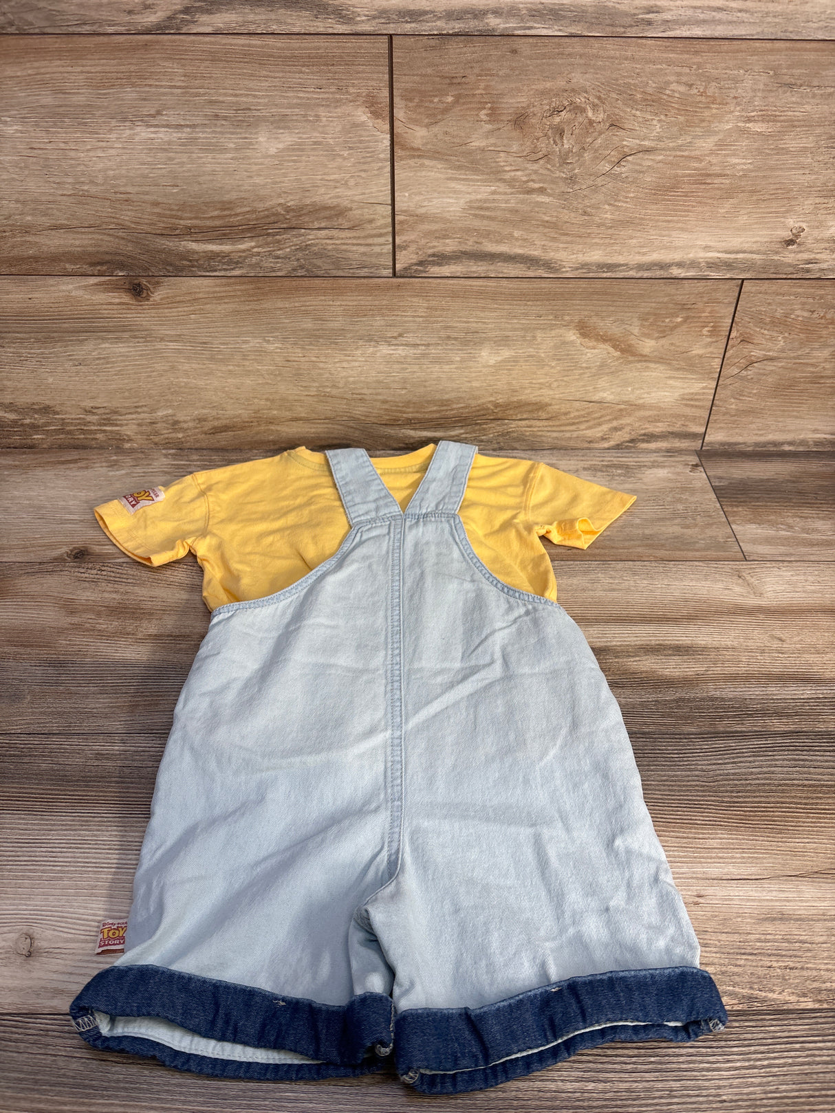 Disney Pixar Toy Story 2pc Shirt & Chambray Overalls Set Yellow sz 4T