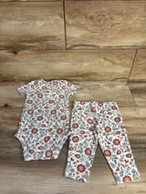 Just one You 2pc Floral Bodysuit & Pant Set White sz 12m