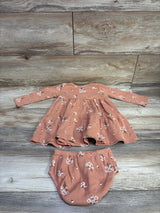 Carter's 2pc Long Sleeve Waffle Knit Dress & Bloomers Set Orange sz 18m