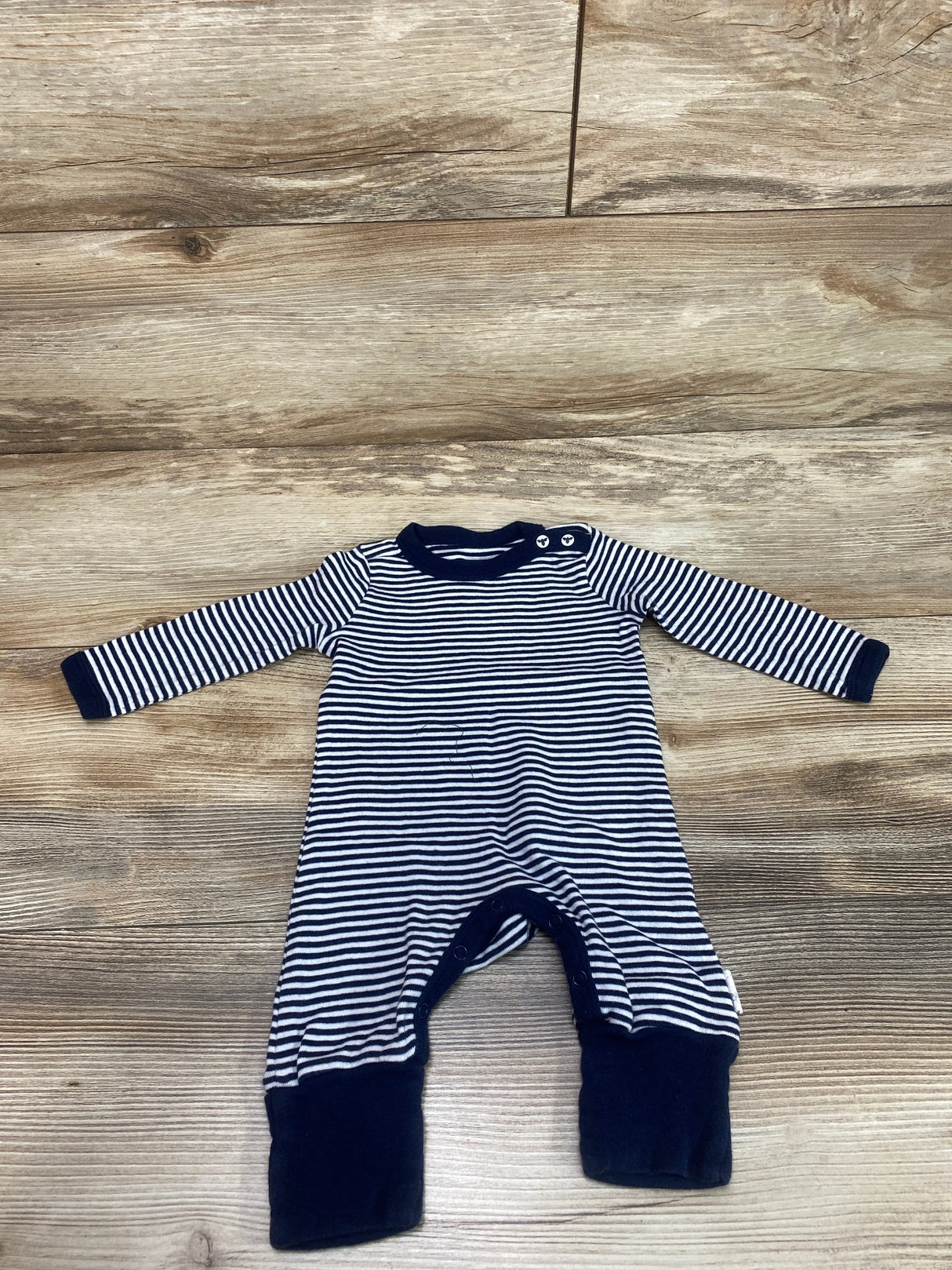 Burt's Bees Baby Striped Coverall Navy sz Newborn