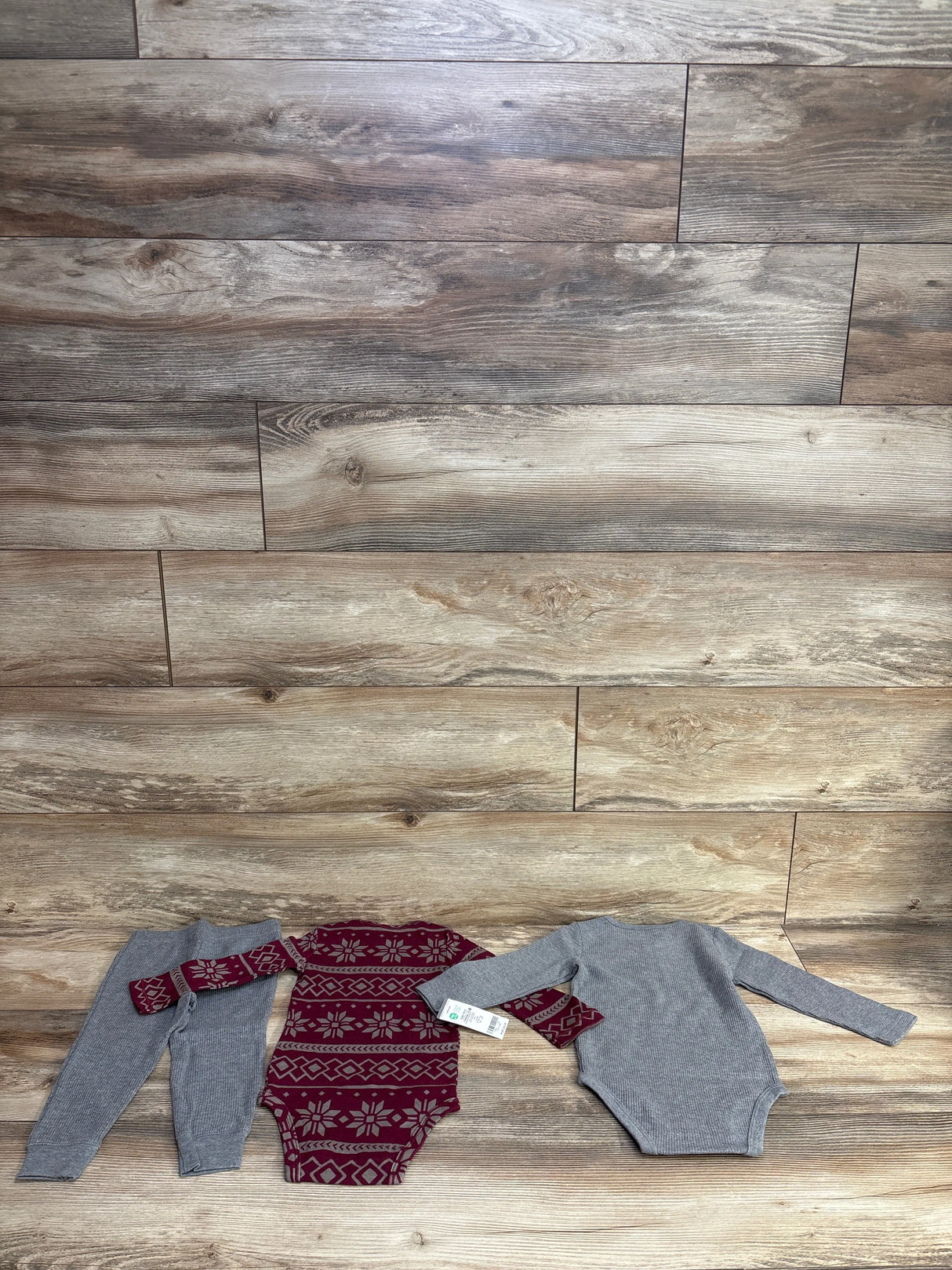 Carter's 3pc Waffle Knit Bodysuit Set Grey sz 18m