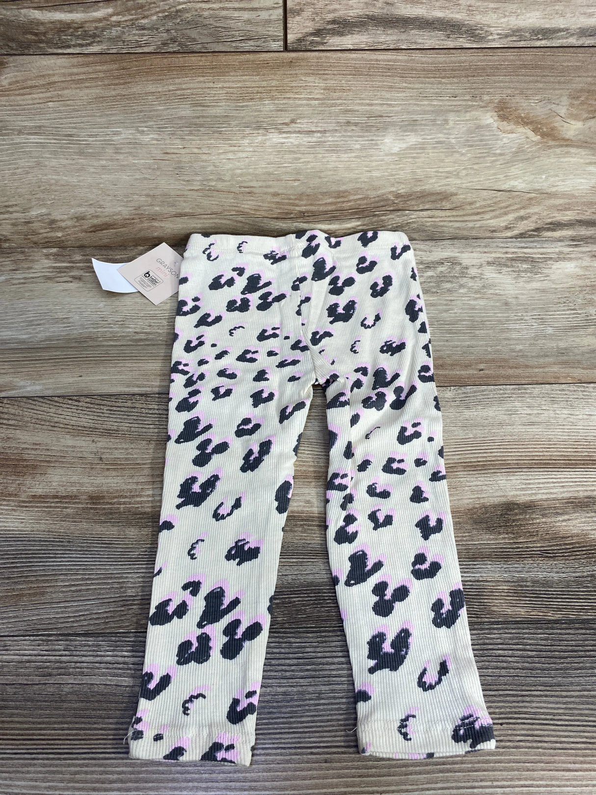 NEW Grayson Mini Leopard Print Ribbed Leggings Cream sz 2T