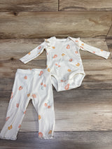 Pekkle 2pc Ribbed Bodysuit & Pants Set Ivory sz 6m