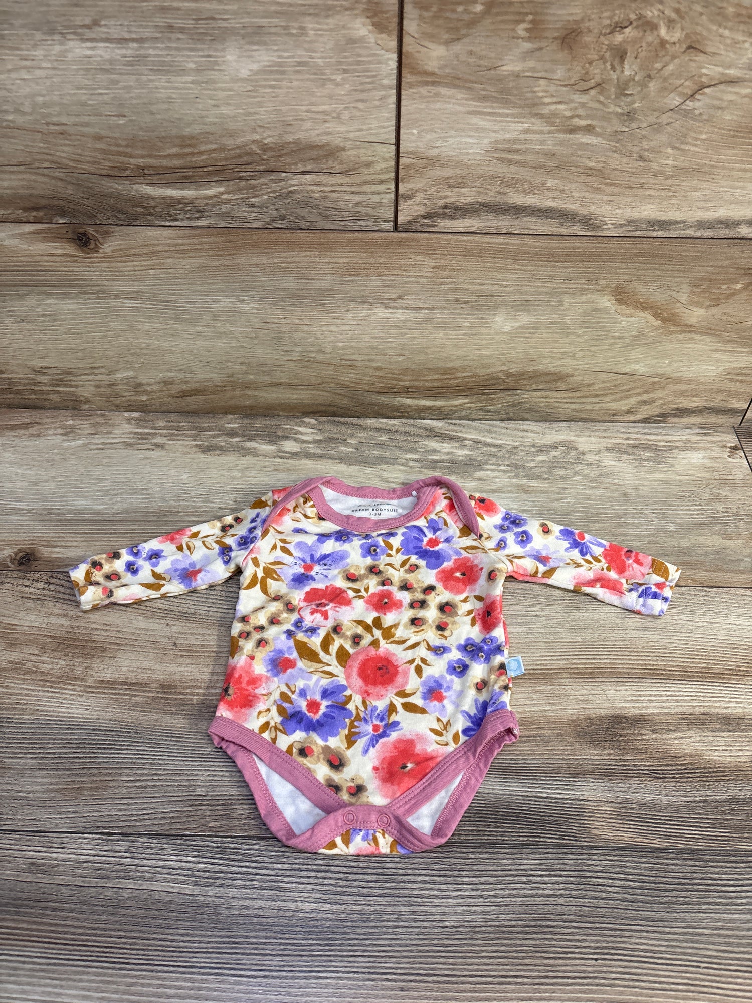 Dreamland Baby Bamboo Floral Dream Bodysuit Cream sz 0-3m