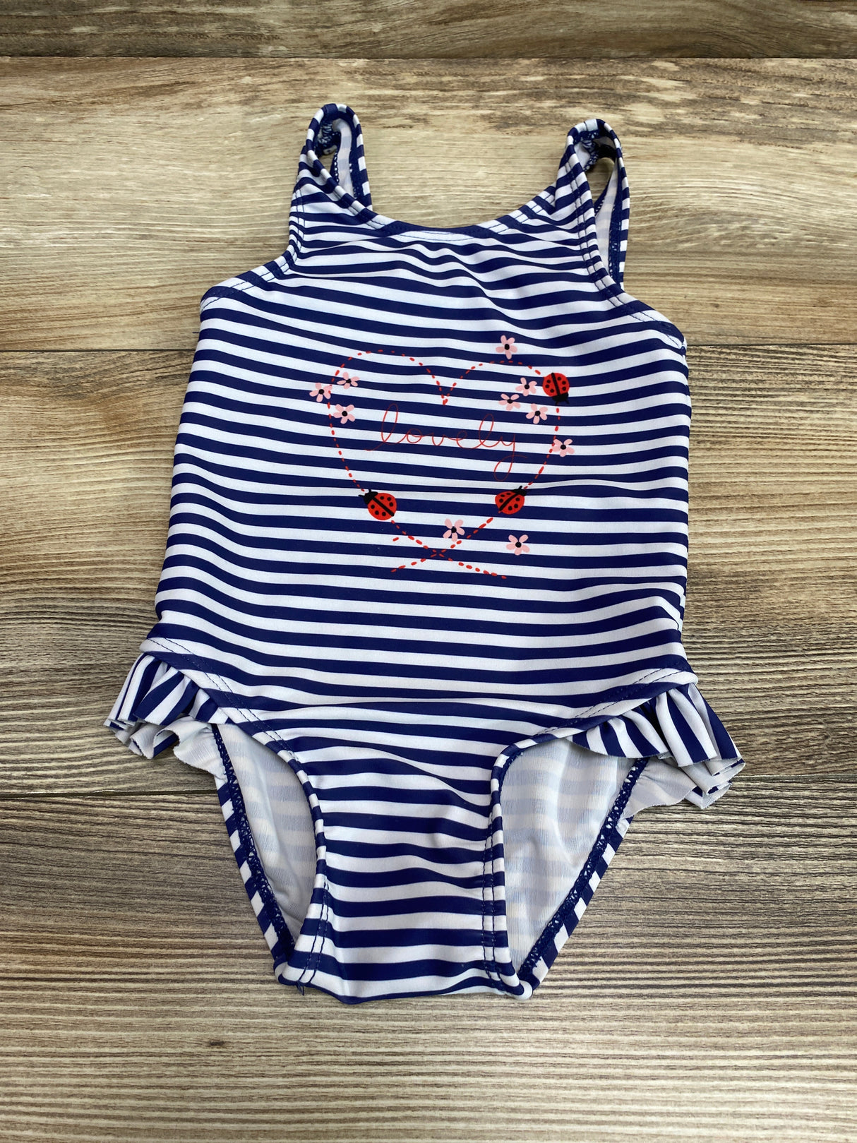 Mothercare Striped 1pc Swimsuit Navy sz 9-12m