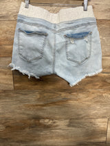 Denim Frayed Underbelly Maternity Shorts Light Blue sz Large