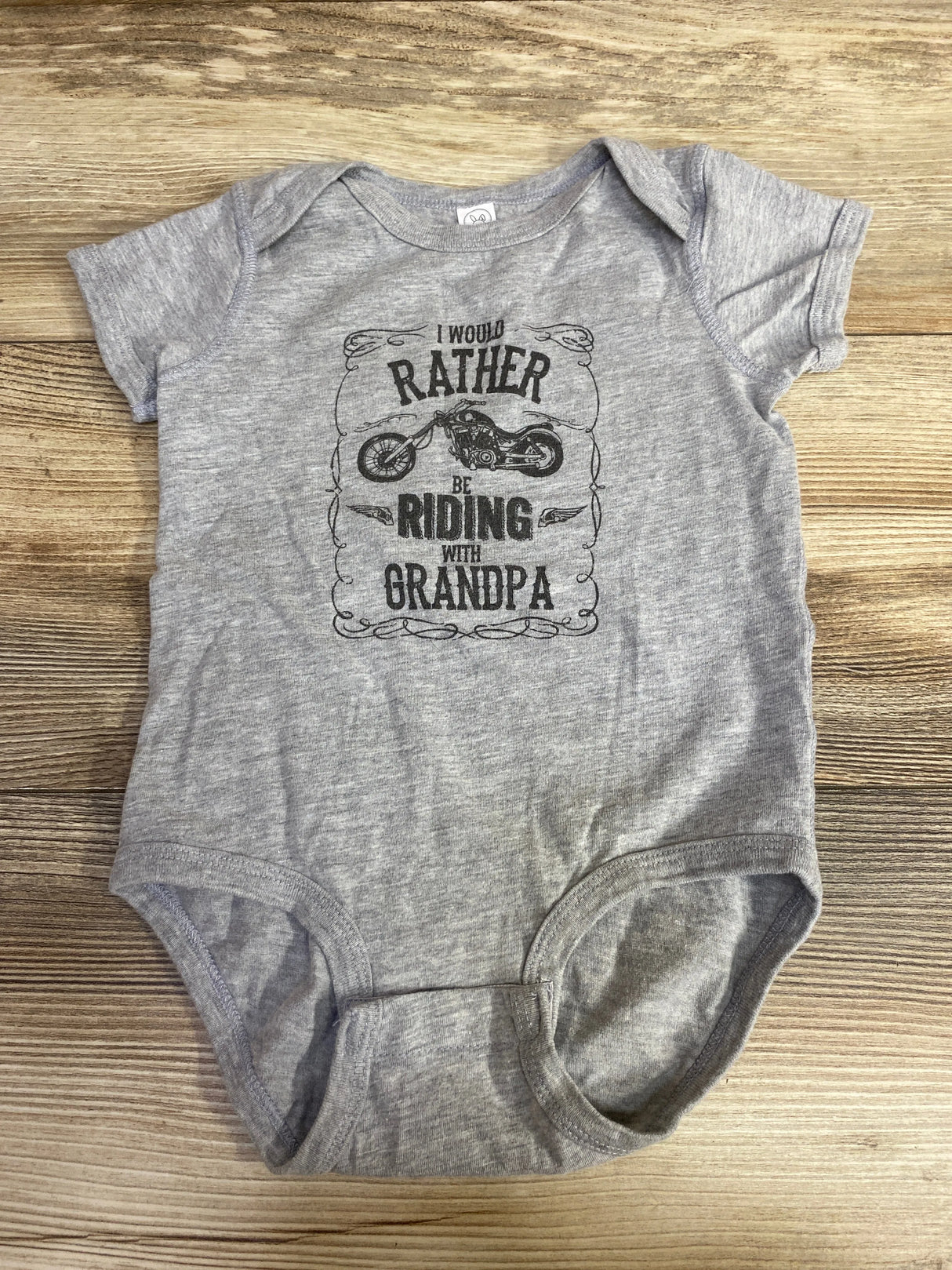 Rabbit Skins I Would Be Rather Be Riding With Grampa Bodysuit Grey sz 18m