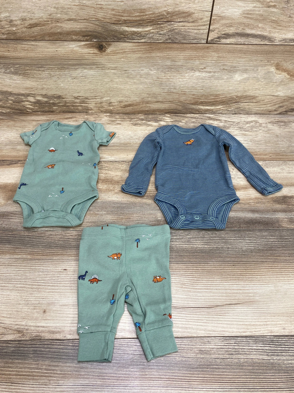 Carter's 3pc Dino Bodysuit Set Green sz Newborn