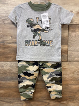 NEW Children's Place 2pc T-Rex Pajama Set Grey sz 0/3m