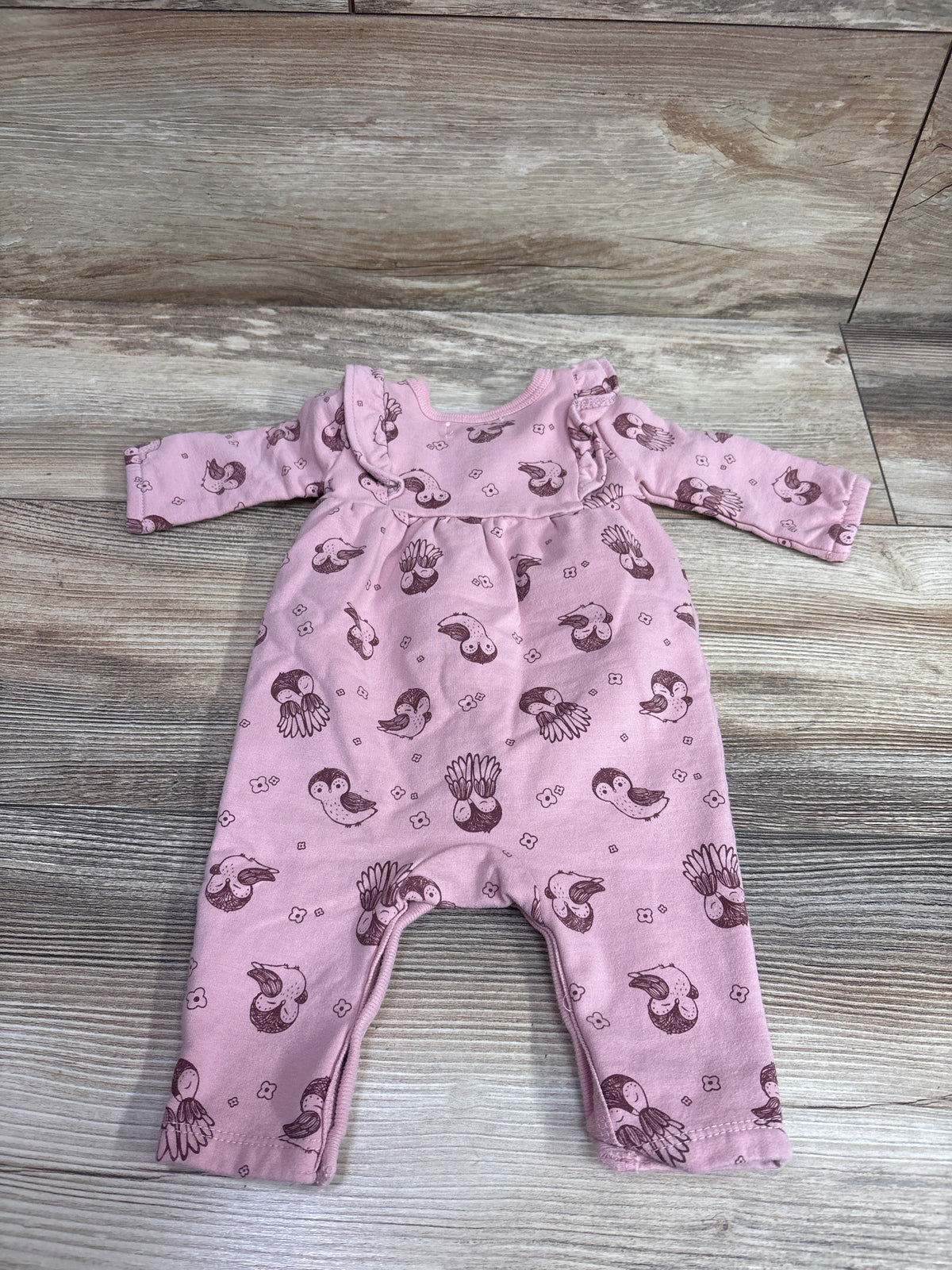 Rabbit + Bear Organic Owl Print Coverall Pink sz 0-3m