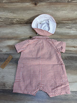 NEW Liam & James 2pc Gingham Romper & Hat sz 3-6m - Me n Mommy To Be