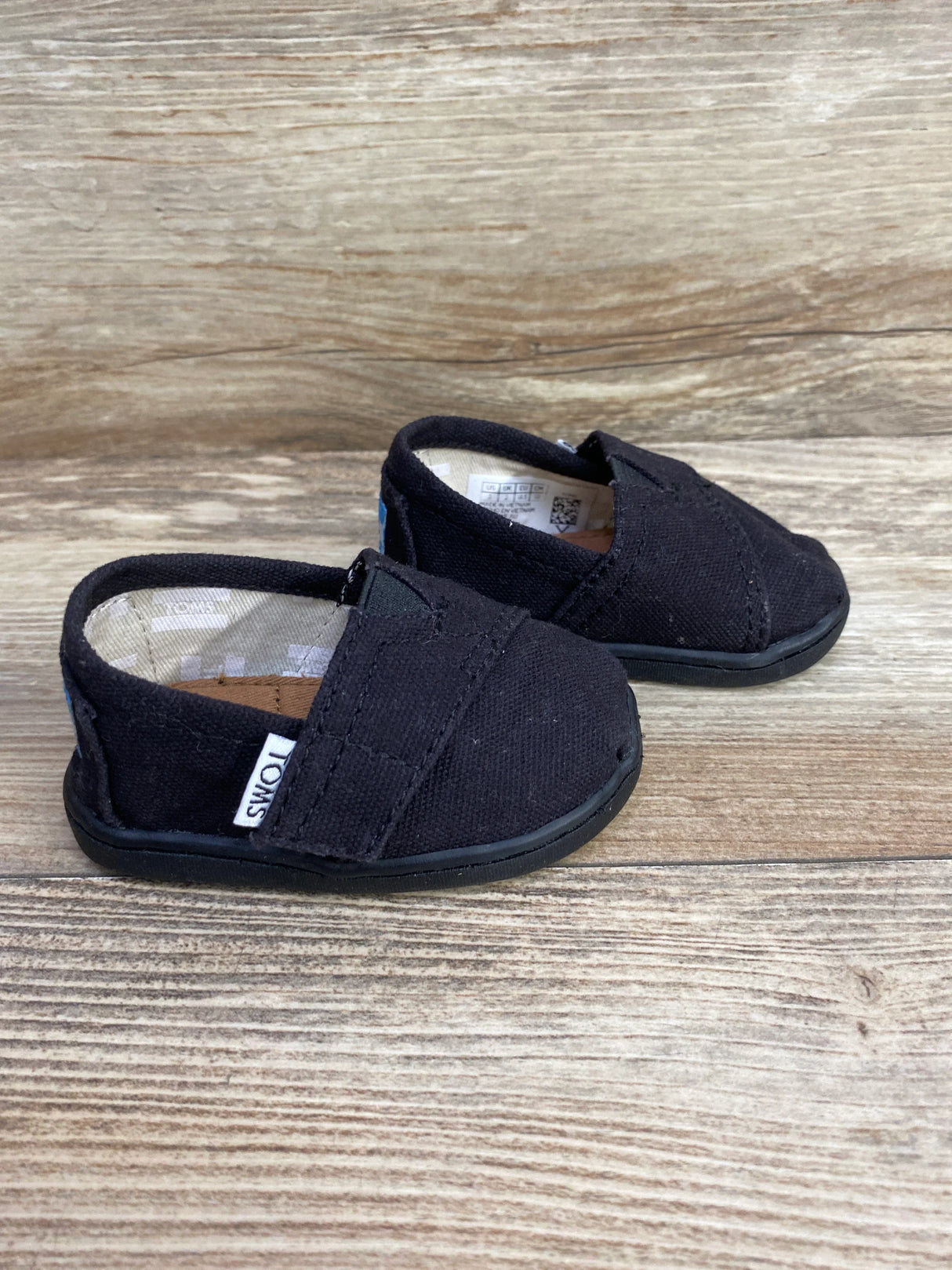 Toms Tiny Alpargata Shoes Black sz 3c