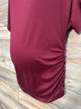 Ekouaer Ruched Short Sleeve Shirt Red sz Medium