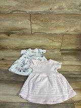 Touched By Nature 2pk Striped & Floral Dresses Pink sz 0-3m