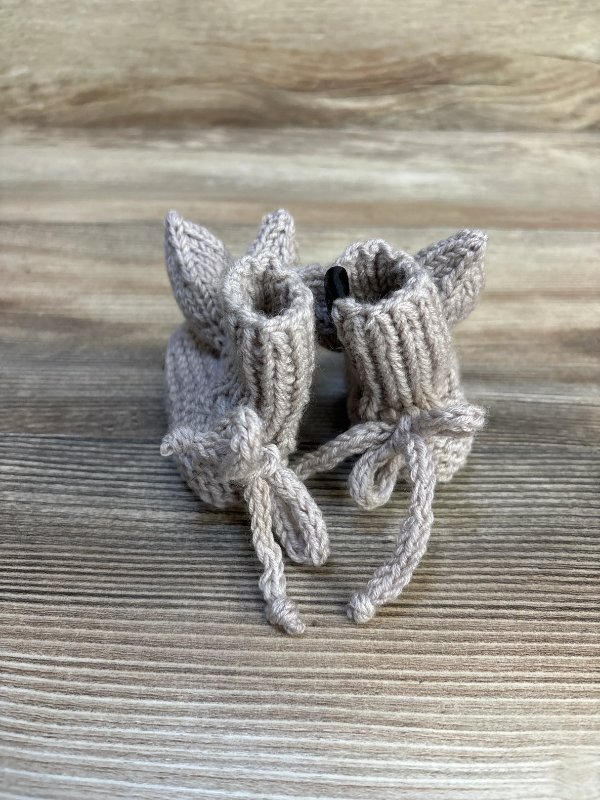 RS Knit Line Bunny Booties Beige sz 1/2c