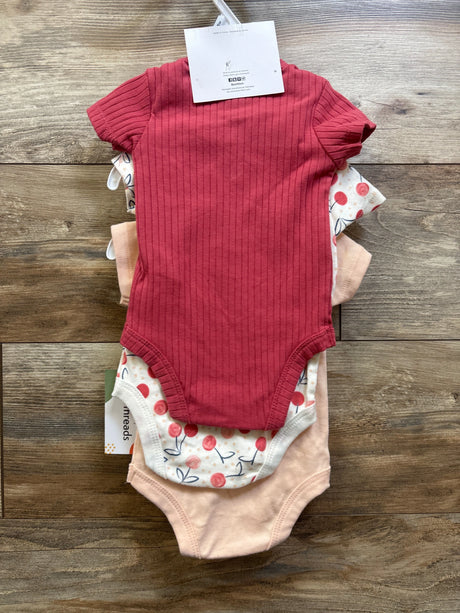 Petit Lem's Mini Threads 3-pack baby bodysuit set including red ribbed and cherry print styles