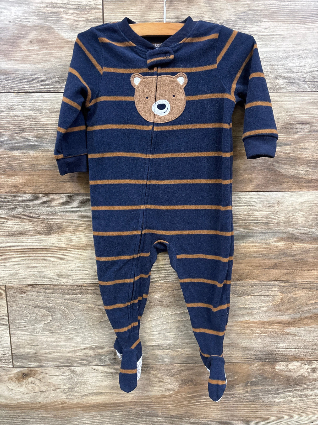 Just One You Striped Bear Blanket Sleeper Navy sz 12m