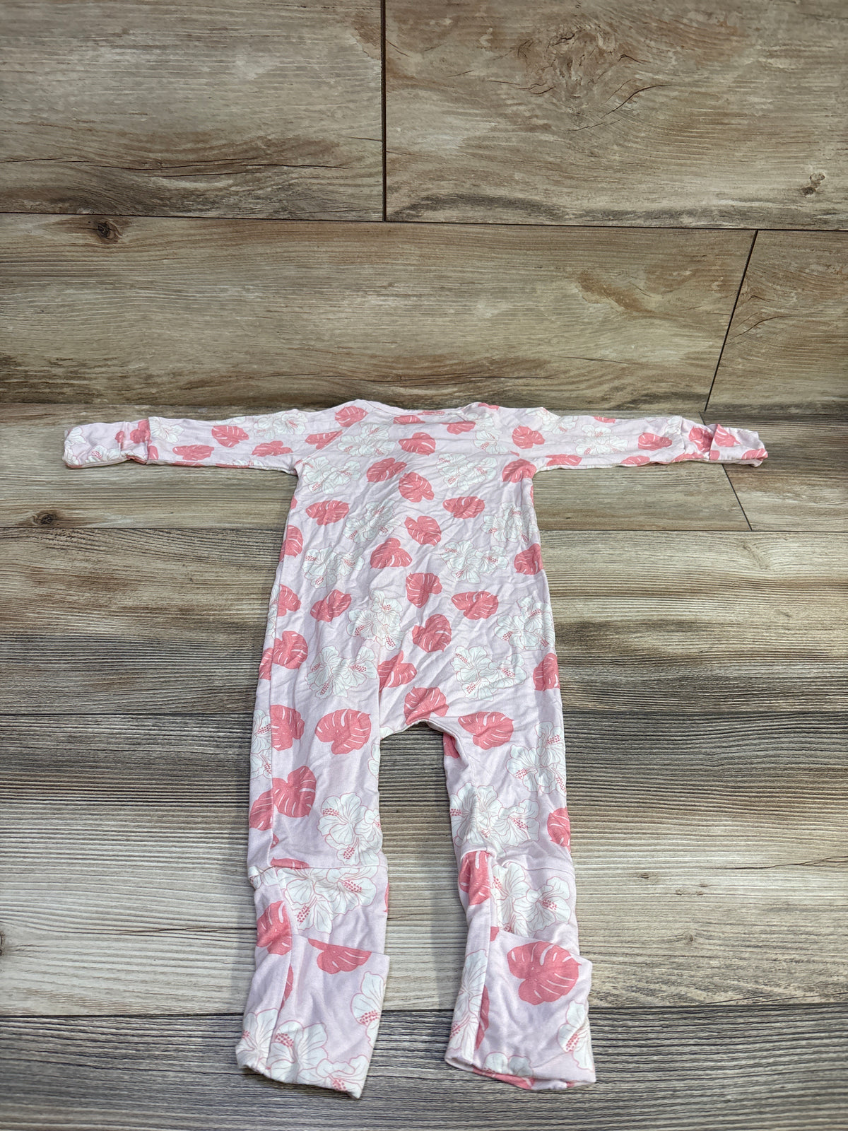 Georgie's Corner Bamboo Hibiscus & Monstera Convertible Sleeper Pink sz 6-12m