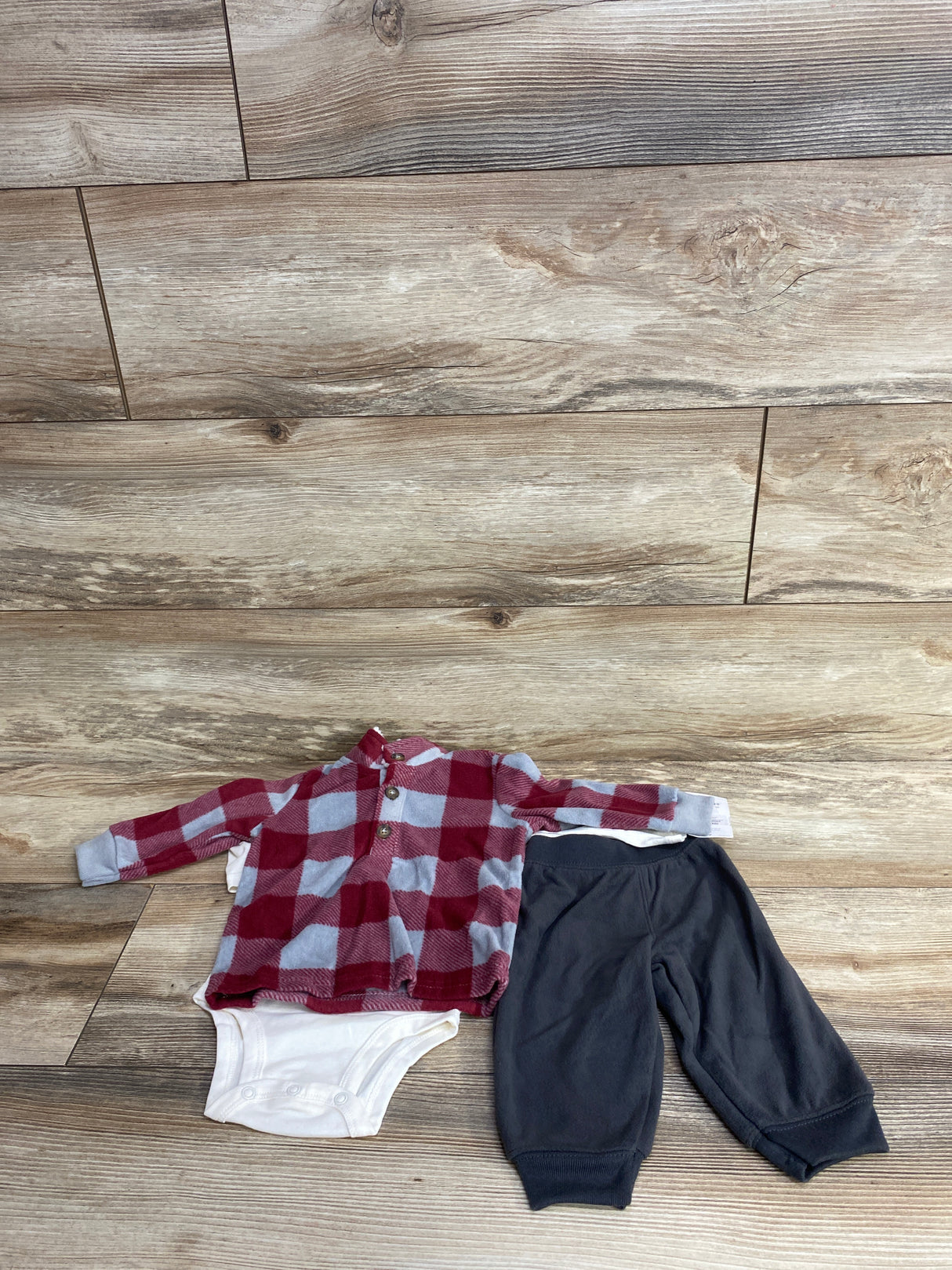 NEW Just One You Buffalo Plaid Fleece Jacket Set Red sz 6m