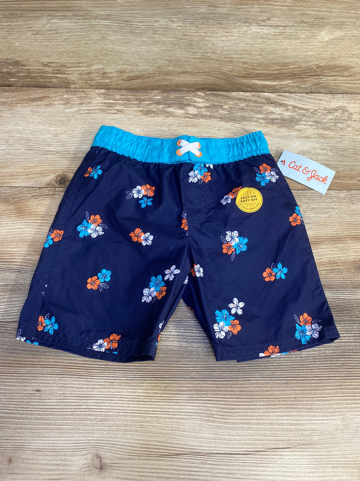 NEW Cat & Jack Floral Swim Trunks Navy sz 5T