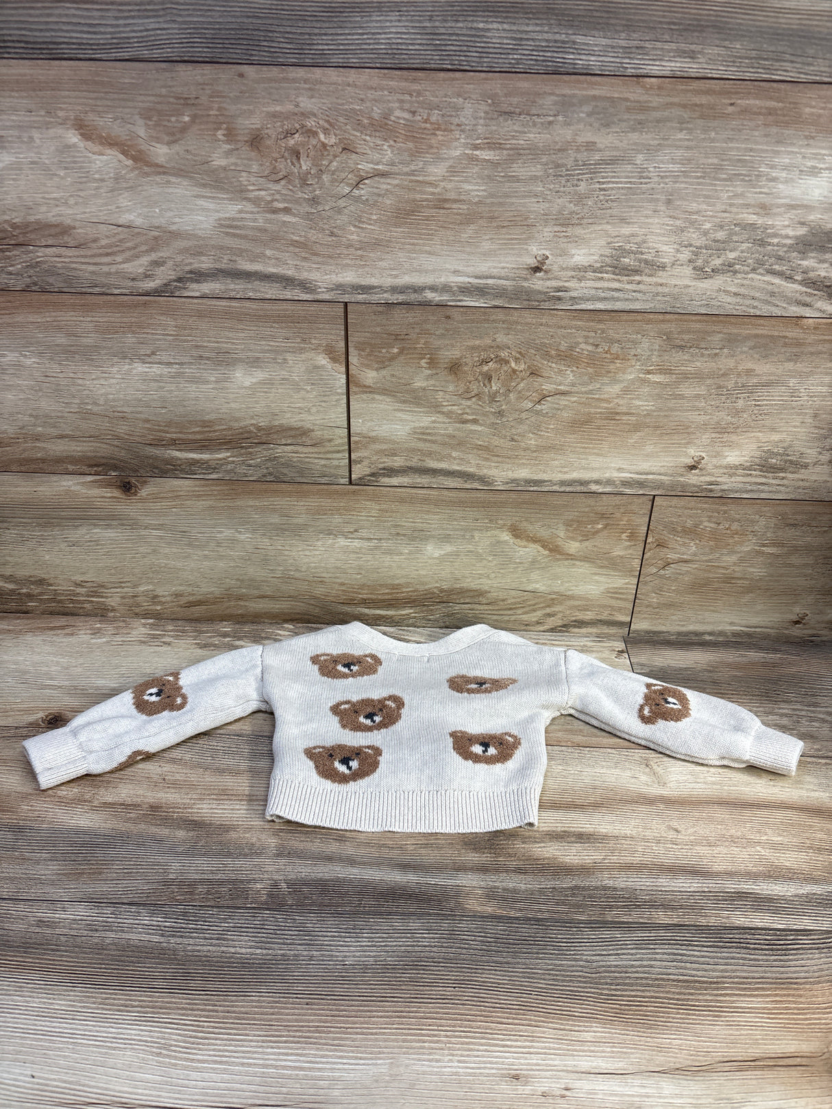 Cat & Jack Bear Knit Cardigan Cream sz 18m
