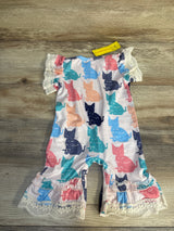 NEW Shein Cat Print Jumpsuit Pink sz 0-3m