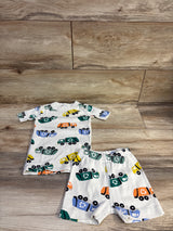 Hanna Andersson 2pc Recycled Truck Short Johns Pajama Set Ivory sz 4T