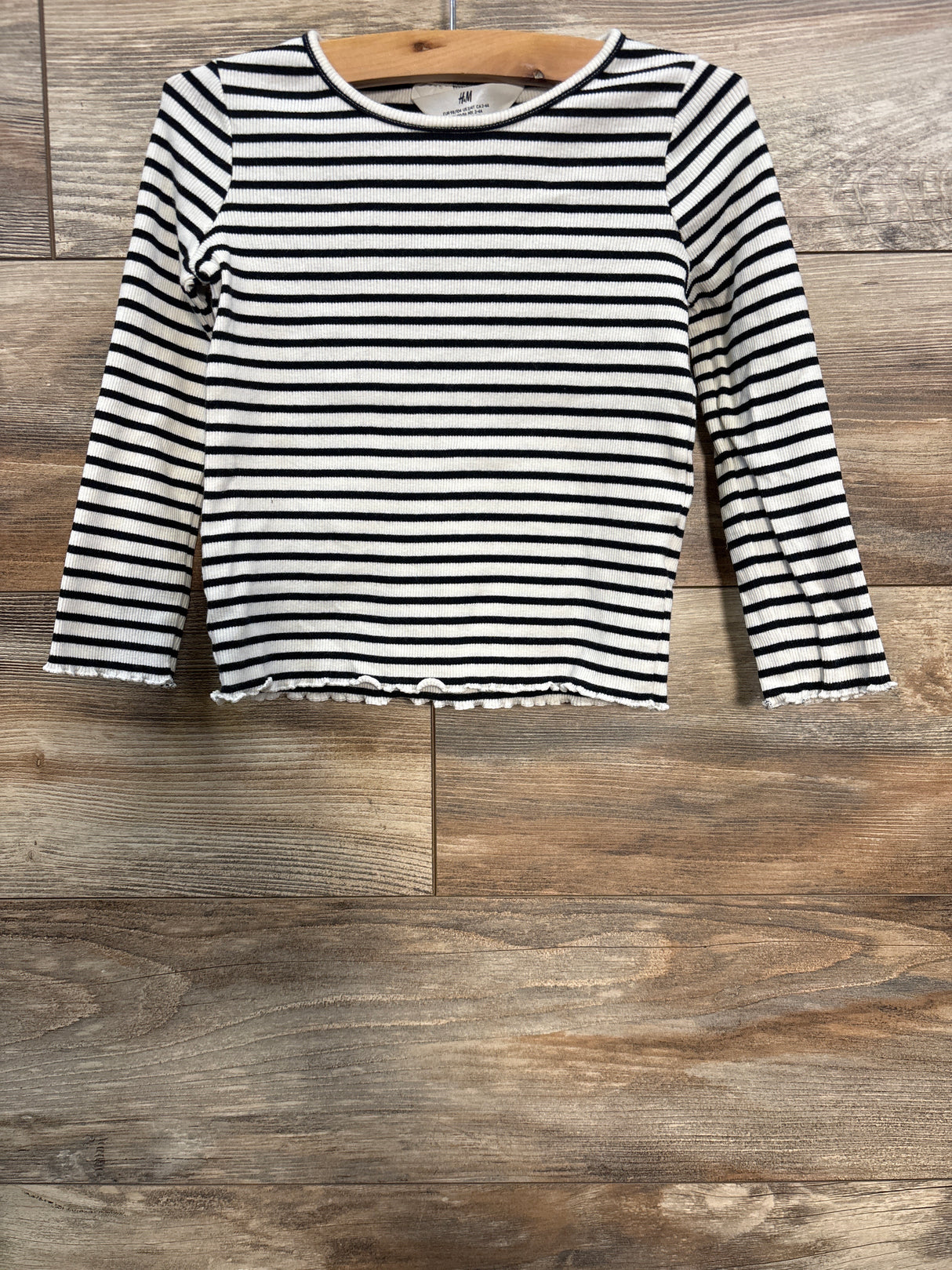 H&M Ribbed Striped Shirt Black/White sz 3-4T
