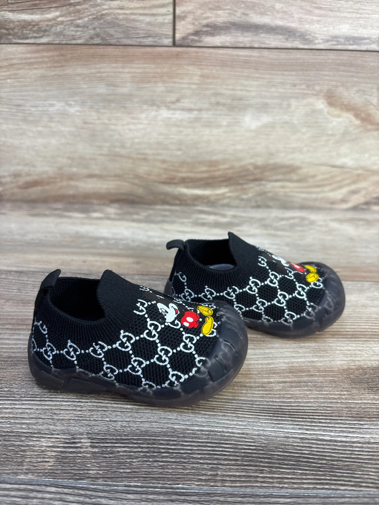 Faux Gucci Mickey Mouse Sock Shoes Black sz 2/3c