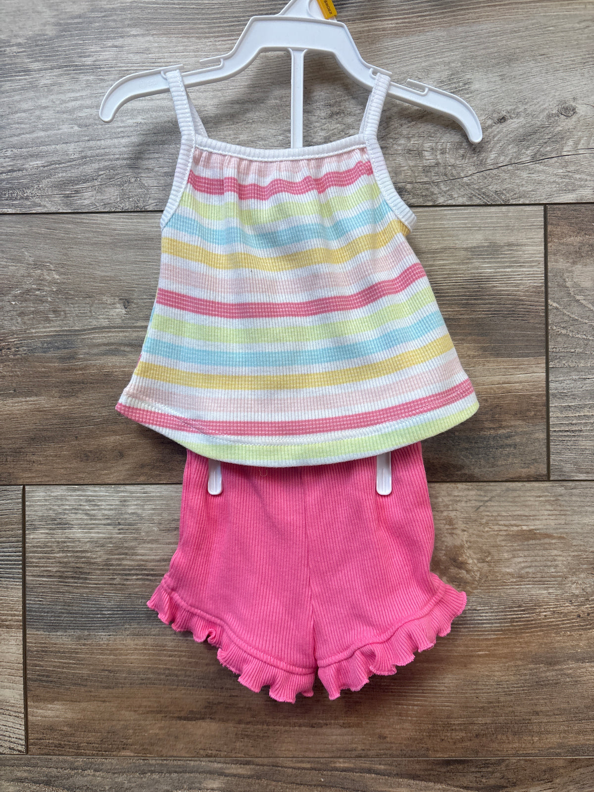 NEW Okie Dokie 2pc Ribbed Tank Top & Shorts Set White sz Newborn