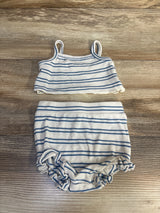Tullabee 2Pc Stripe Rib Knit Camisole & Bloomer Set Blue sz 3-6m