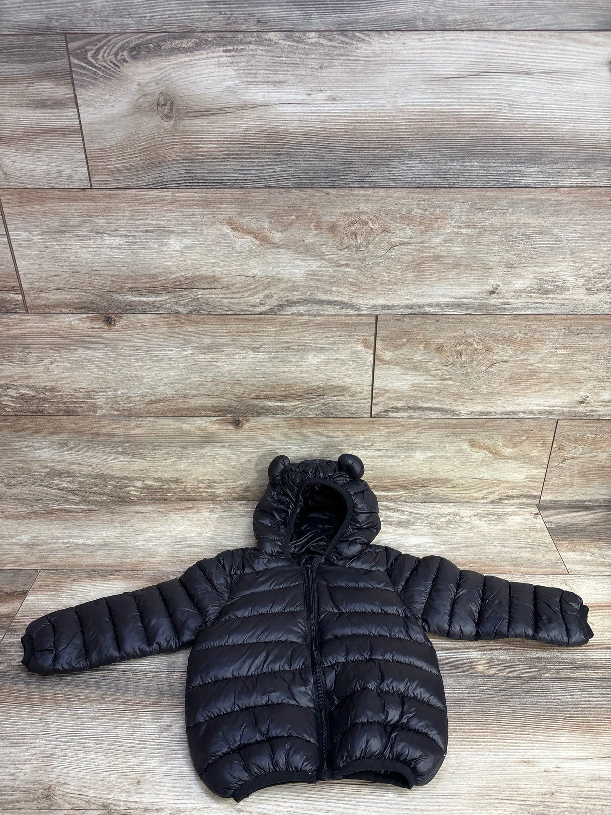 Hooded Full Zip Puffer Jacket Black sz 3T