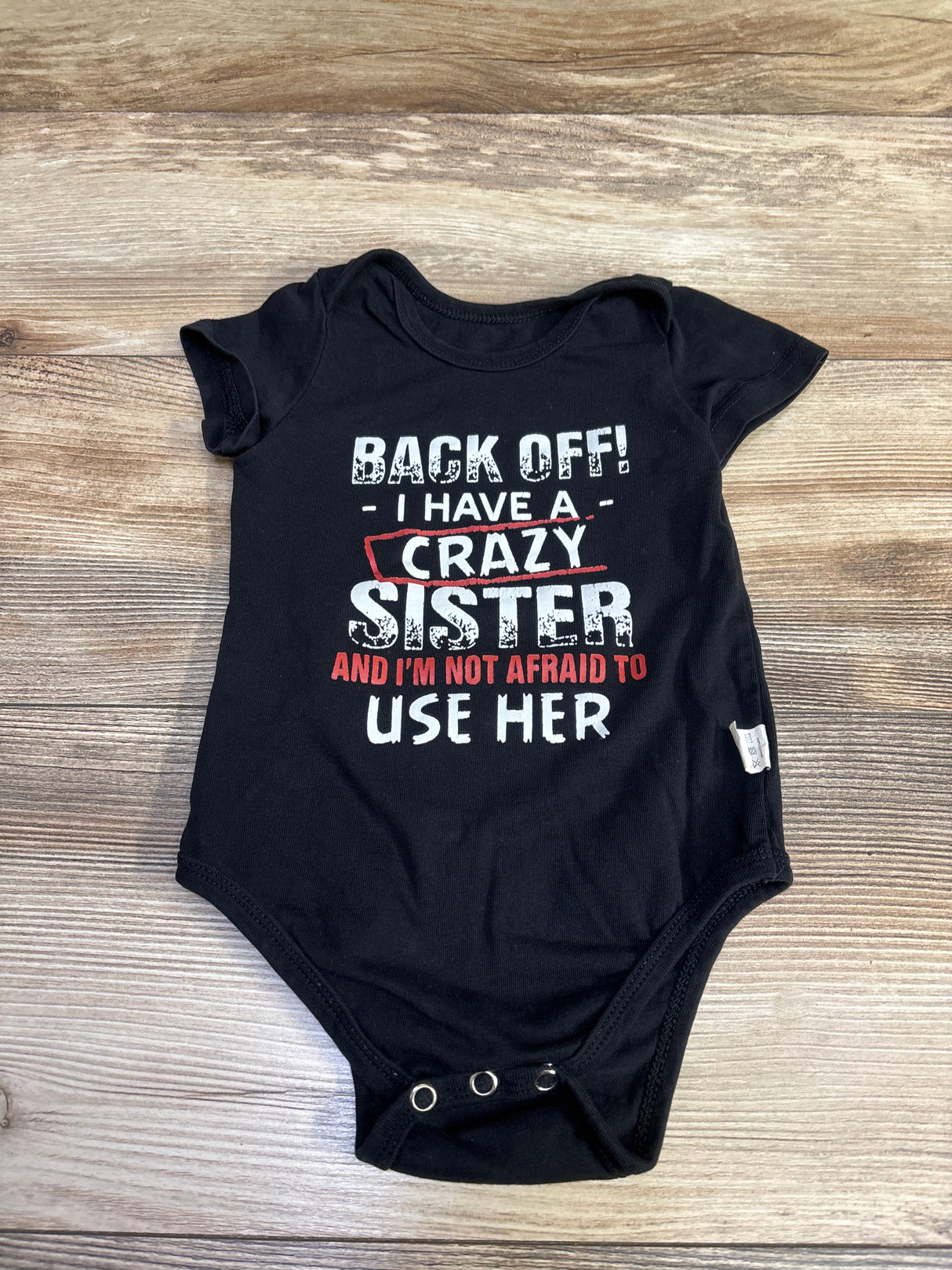 Back Off! I Have a Crazy Sister Bodysuit Black sz 18m