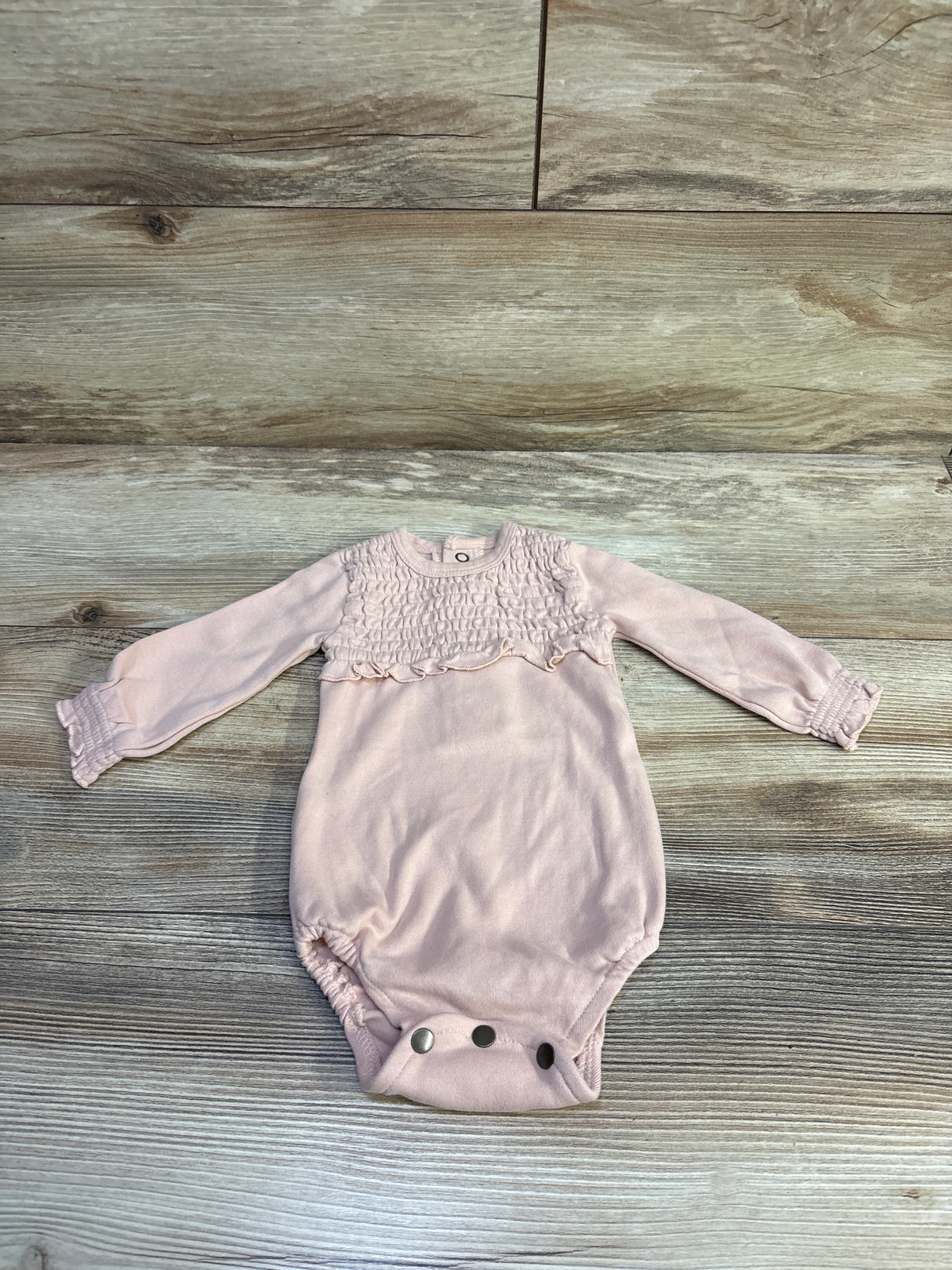 L'oved Baby Smocked Long Sleeve Bodysuit Pink sz 3-6m