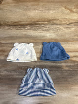 Baby Gap 3pk Organic Cotton Beanies Blue sz 0-3m
